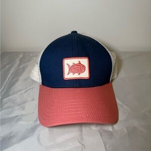 Southern Tide Men's Casual Preppy Hat White with Pink Fish Logo